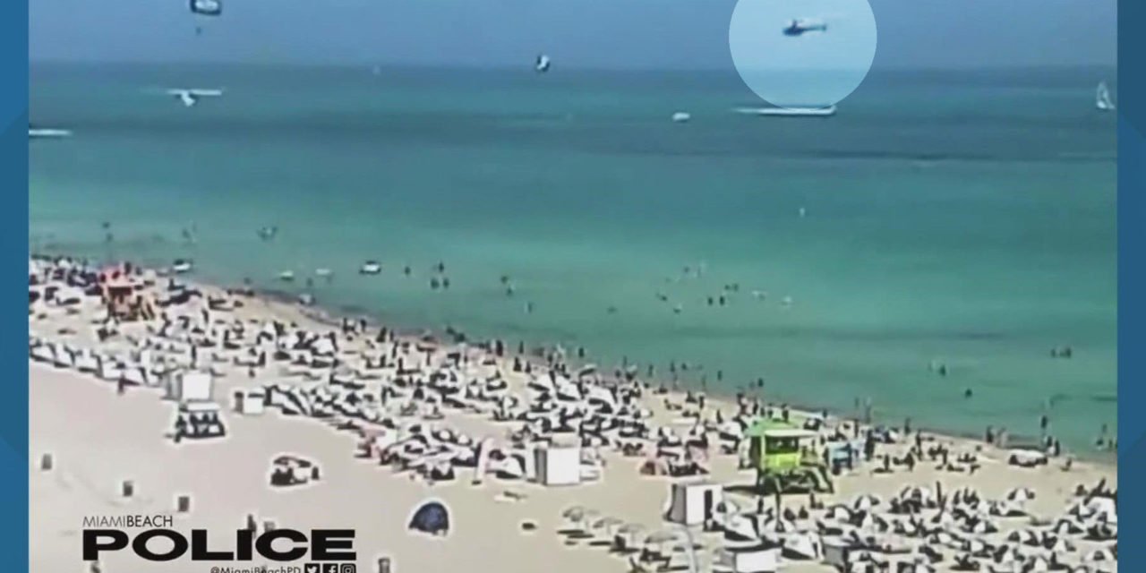 Helicóptero se estrella en el océano cerca de bañistas en Miami Beach