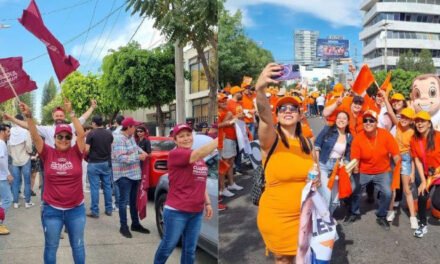 Apoyan a candidatos con banderas y batucadas en el debate por la gubernatura