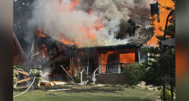 Vecinos de Smyrna evacuan a una pareja tras una explosión.
