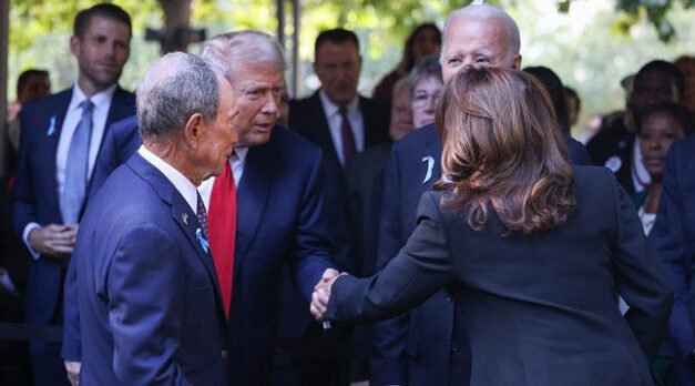 Harris y Trump se estrechan la mano nuevamente en la ceremonia del aniversario del 11 de septiembre después del debate