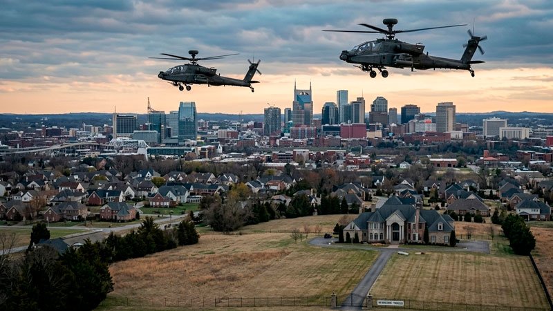 Ejército de EE.UU. investiga vuelos de helicópteros Apache sobre protestas y sobre la mansión de Kid Rock en Tennessee